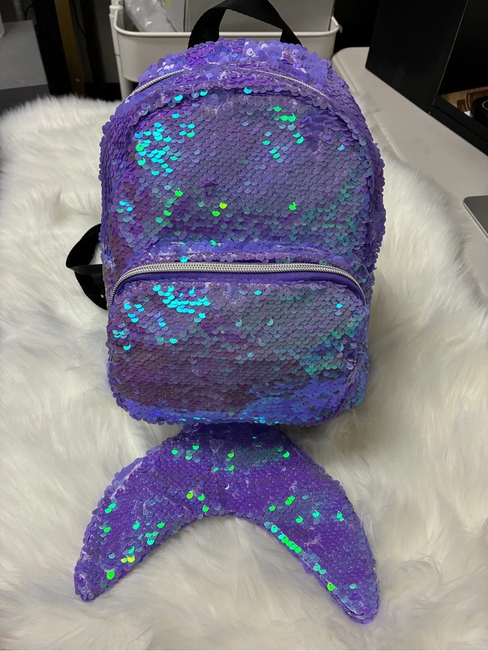 Kids Sequin Mermaid Tail Mini Backpack - Purple